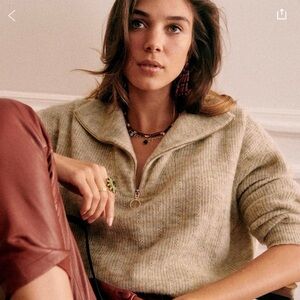 Sezane Beige Cowl Neck Sweater